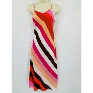 DVF Diane von Furstenberg Lea Carson Stripe Foxglove silk dress slip New XS 0 2